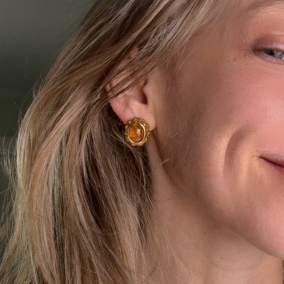 RARE Tiffany & Co. Citrine Graffiti X Basket Weave Earrings 18k Gold 14.5g - Picture 2 of 7